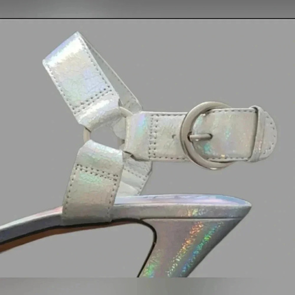 KL Silver 9.5 Iridescent Cocktail Sparkling Formal Holiday Sandals - Picture 3 of 8